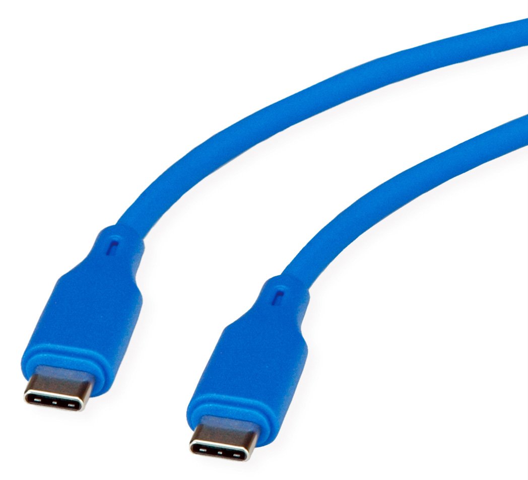 ROLINE USB 2.0 Kabel C-C ST/ST Silikon 60W 1m Blau - Kabel - Digital/Daten von LumaTech