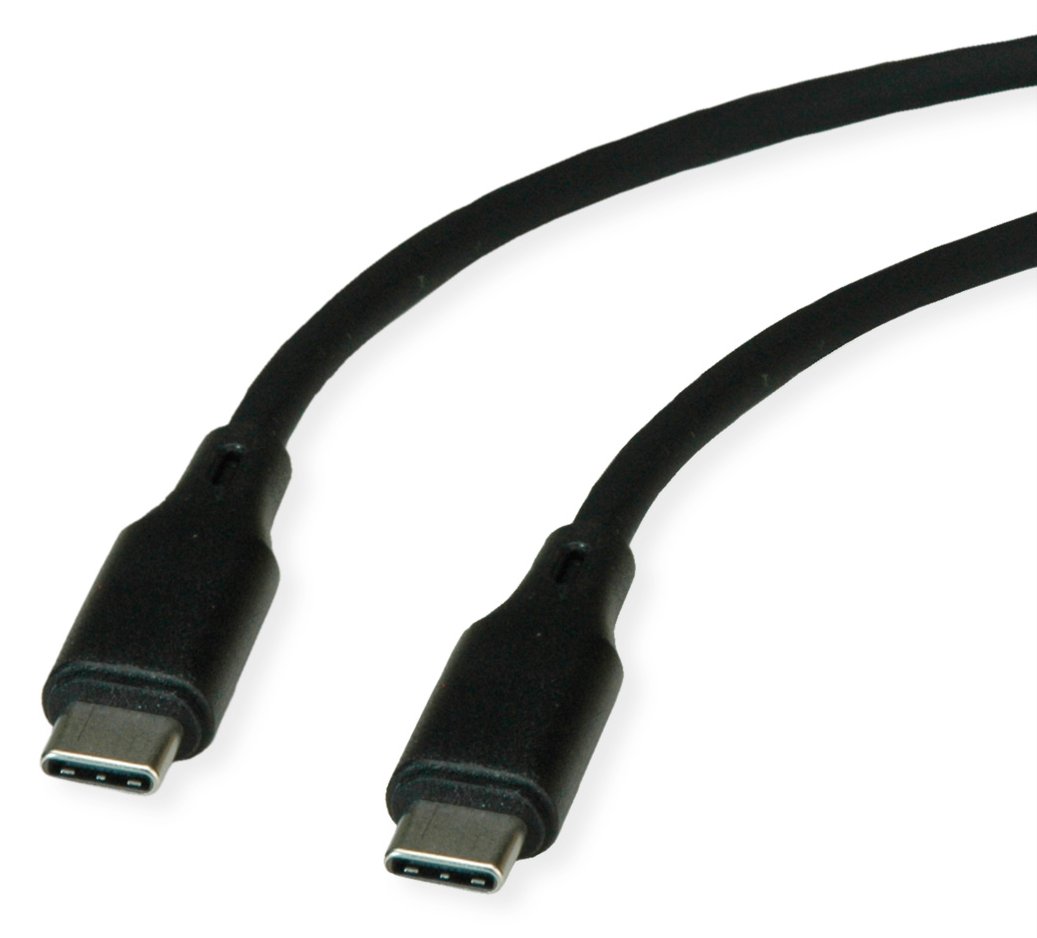 ROLINE USB 2.0 Kabel C-C ST/ST Silikon 60W 1m Schwarz - Kabel - Digital/Daten von LumaTech