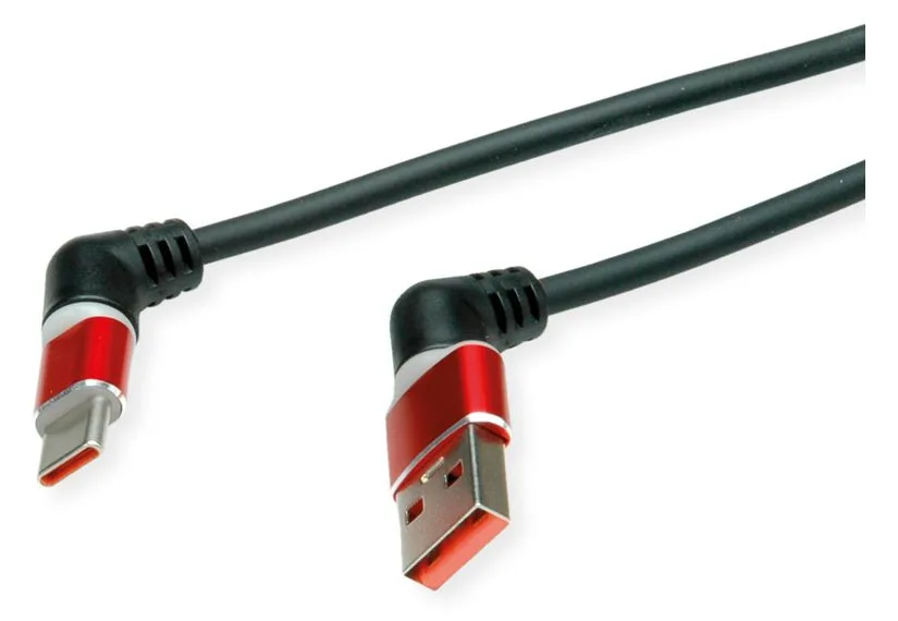 ROLINE USB 2.0 Kabel Typ-C - Typ-A ST/ST 360° Rotation schwarz rot 1 m 11.02. - Kabel - Digital/Daten, Ansicht 2