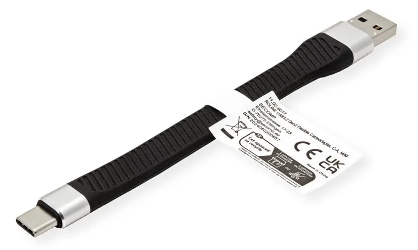 ROLINE USB 3.2 Gen 2 Silikonkabel C-A ST/ST 10Gbit/s Emark schwarz 11 cm 11 - Kabel - Digital/Daten, Ansicht 3