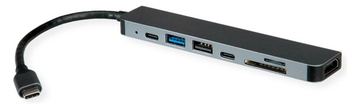 ROLINE USB-C Dock HDMI+ 2xA+1xC 1xTF/SD+1xC PD 4K60 - Digital/Daten von LumaTech