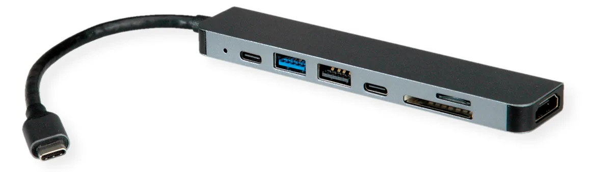 ROLINE USB-C Dock HDMI+ 2xA+1xC 1xTF/SD+1xC PD 4K60 - Digital/Daten, Ansicht 2