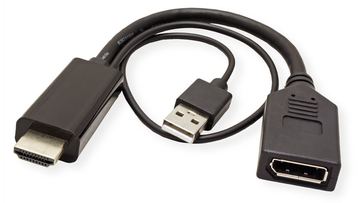ROTRONIC-SECOMP Roline - Adapterkabel - HDMI, USB (nur Strom) männlich zu DisplayPort weiblich - 15 cm - Schwarz von LumaTech