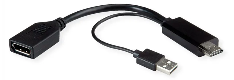 ROTRONIC-SECOMP Roline - Adapterkabel - HDMI, USB (nur Strom) männlich zu DisplayPort weiblich - 15 cm - Schwarz, Ansicht 3