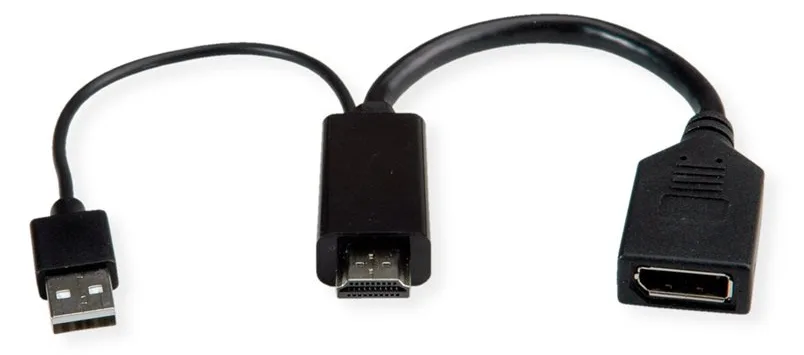 ROTRONIC-SECOMP Roline - Adapterkabel - HDMI, USB (nur Strom) männlich zu DisplayPort weiblich - 15 cm - Schwarz, Ansicht 4