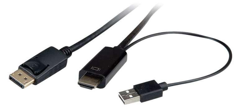 ROTRONIC-SECOMP Roline - Videokabel - HDMI, USB (nur Strom) männlich zu DisplayPort männlich - 1 m - abgeschirmt von LumaTech