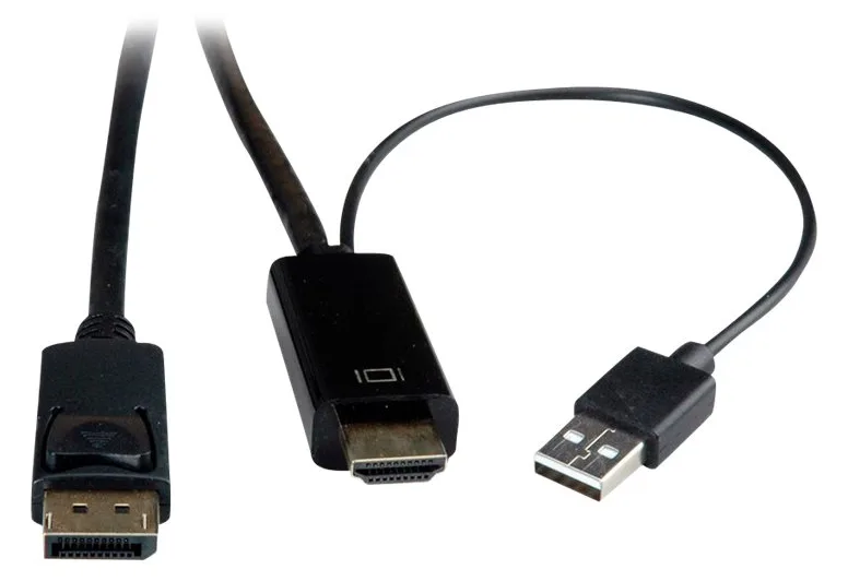 ROTRONIC-SECOMP Roline - Videokabel - HDMI, USB (nur Strom) männlich zu DisplayPort männlich - 1 m - abgeschirmt, Ansicht 3