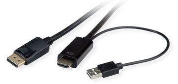 ROTRONIC-SECOMP Roline - Videokabel - HDMI, USB (nur Strom) männlich zu DisplayPort männlich - 2 m - abgeschirmt von LumaTech