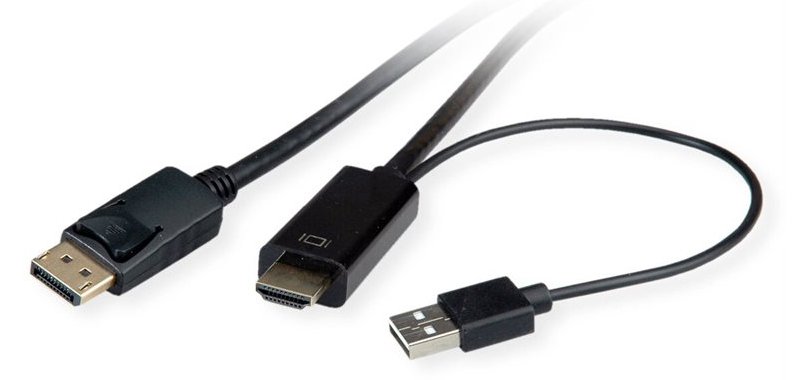 ROTRONIC-SECOMP Roline - Videokabel - HDMI, USB (nur Strom) männlich zu DisplayPort männlich - 2 m - abgeschirmt von LumaTech