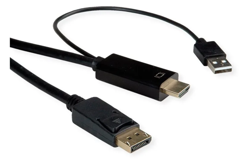 ROTRONIC-SECOMP Roline - Videokabel - HDMI, USB (nur Strom) männlich zu DisplayPort männlich - 2 m - abgeschirmt, Ansicht 2