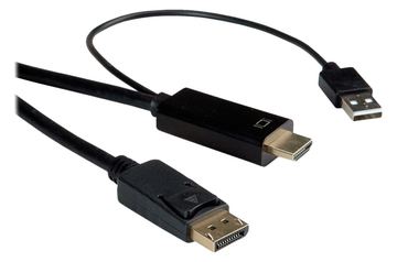 ROTRONIC-SECOMP Roline - Videokabel - HDMI, USB (nur Strom) männlich zu DisplayPort männlich - 3 m - abgeschirmt von LumaTech