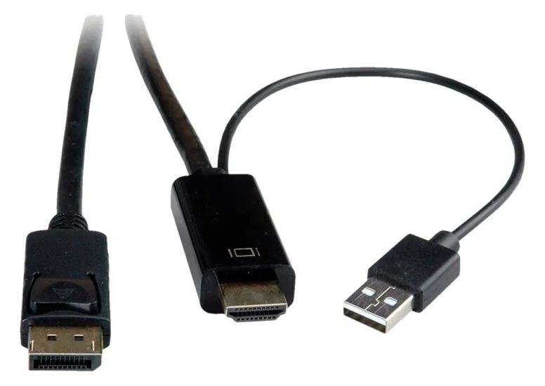 ROTRONIC-SECOMP Roline - Videokabel - HDMI, USB (nur Strom) männlich zu DisplayPort männlich - 3 m - abgeschirmt, Ansicht 2