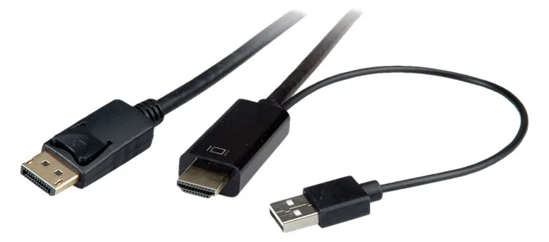 ROTRONIC-SECOMP Roline - Videokabel - HDMI, USB (nur Strom) männlich zu DisplayPort männlich - 3 m - abgeschirmt, Ansicht 3