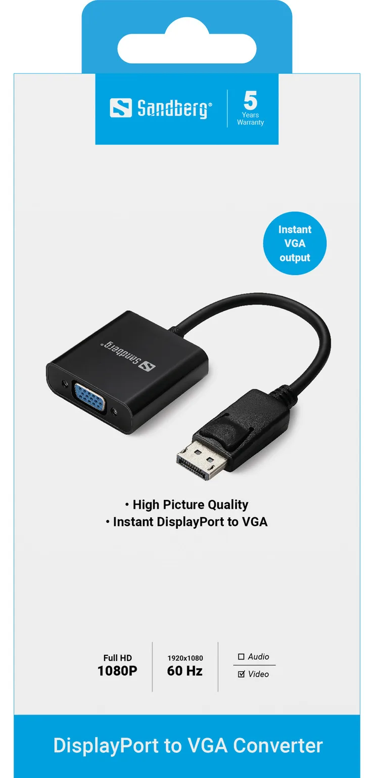 SANDBERG Adapter DisplayPort>VGA - VGA-Adapter - DisplayPort (M), Ansicht 3