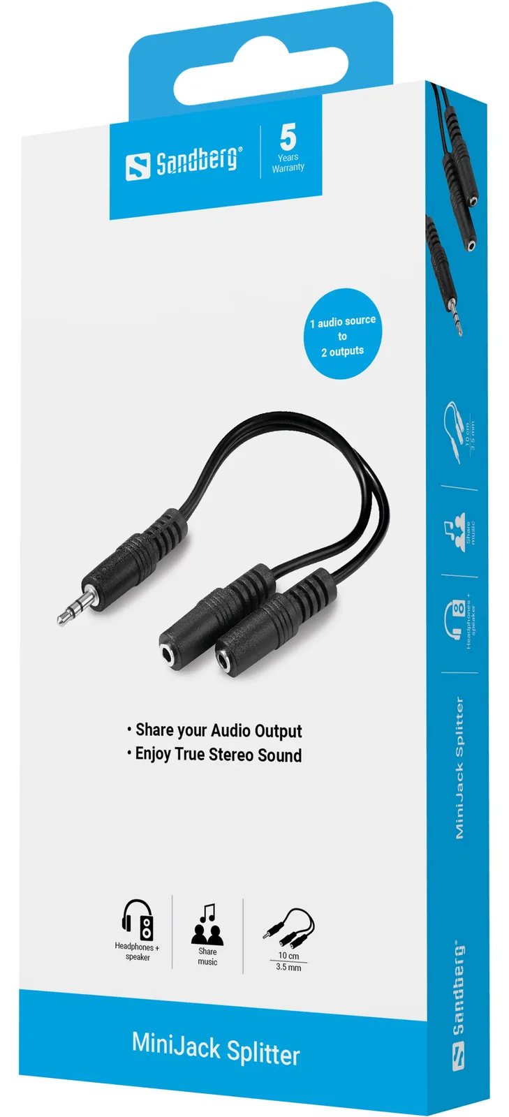 SANDBERG Audio-Adapter - mini-phone stereo 3.5 mm weiblich zu mini-phone stereo 3.5 mm männlich, Ansicht 2