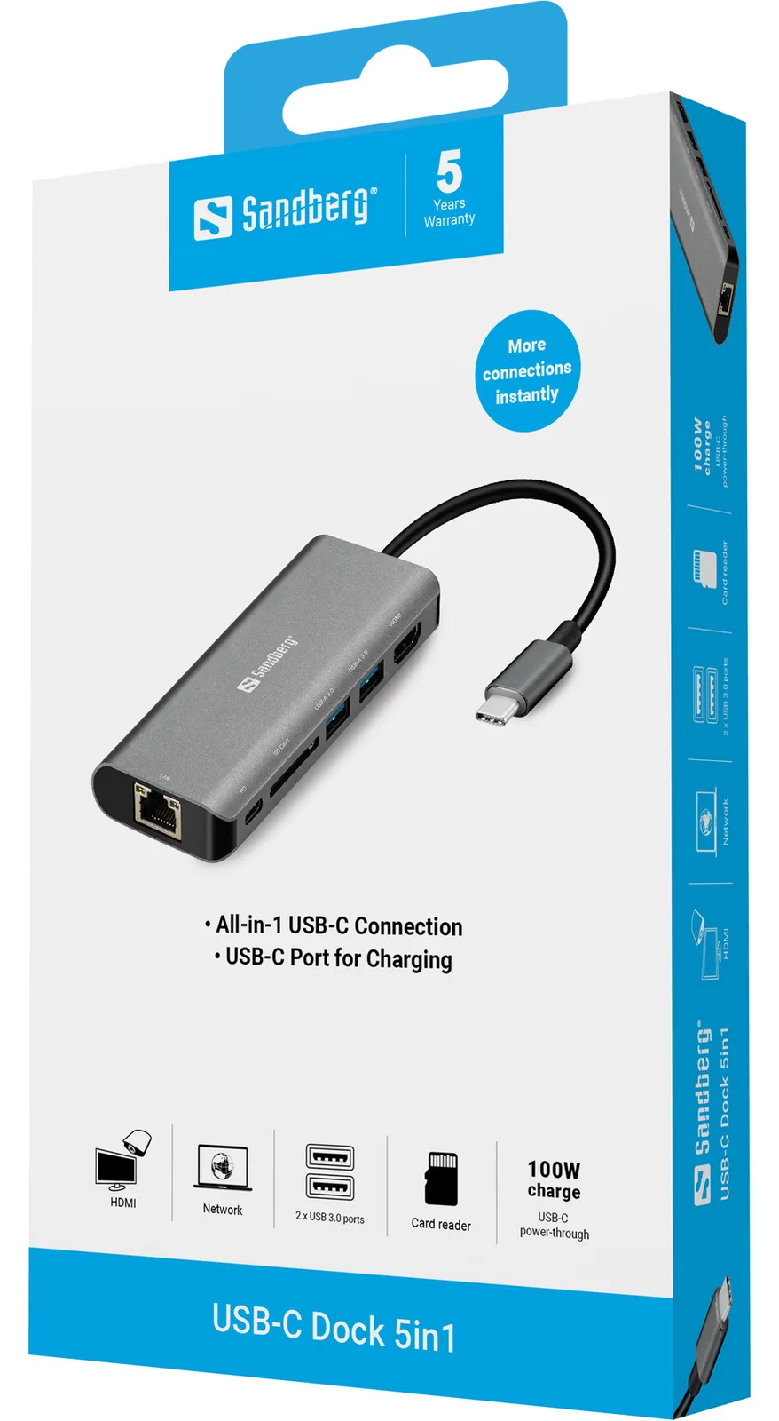 SANDBERG Dockingstation - USB - HDMI - GigE, Ansicht 2