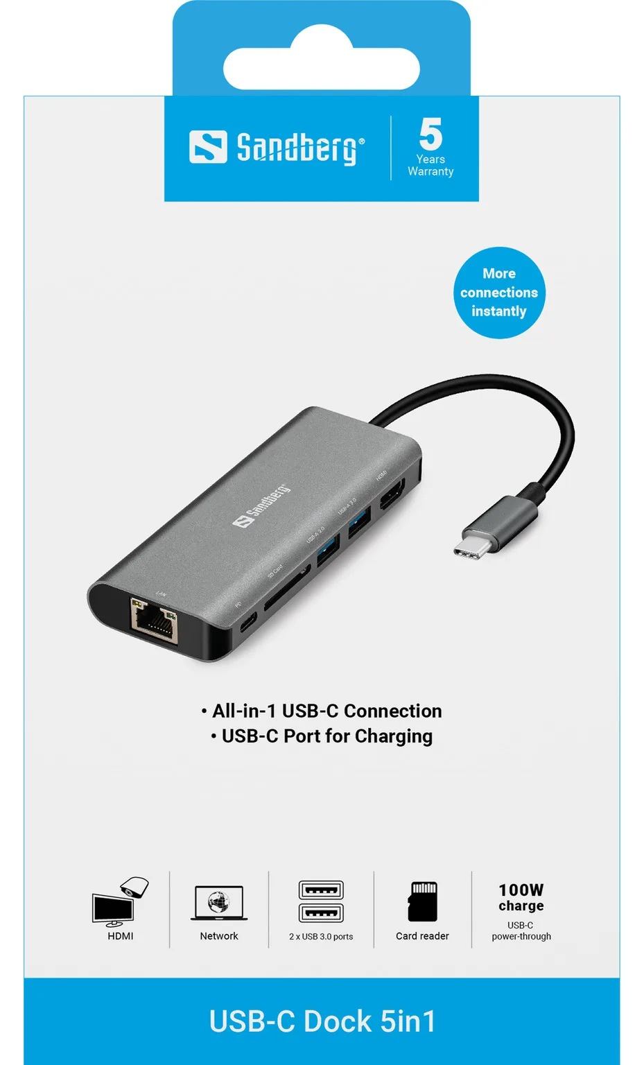 SANDBERG Dockingstation - USB - HDMI - GigE, Ansicht 3