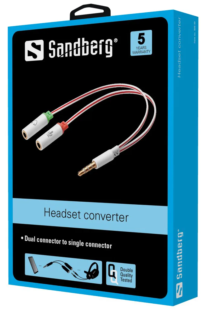 SANDBERG Headset Converter - Headsetadapter - 4-poliger Mini-Stecker männlich zu mini-phone stereo 3.5 mm weiblich, Ansicht 2