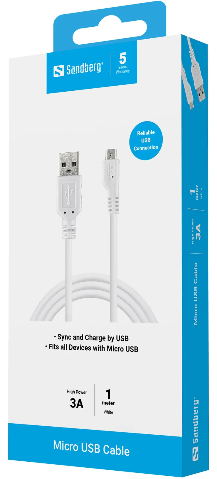 SANDBERG Lade-/Datenkabel - Micro-USB Typ B männlich bis USB männlich, Ansicht 2
