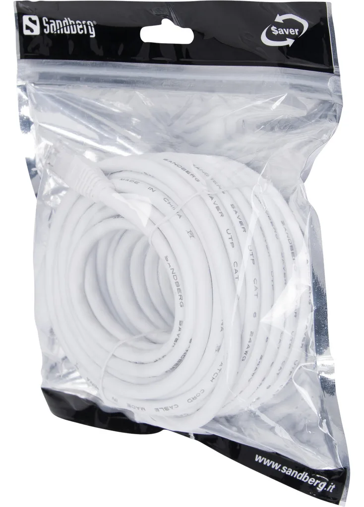SANDBERG SAVER - Patch-Kabel - RJ-45 (M) zu RJ-45 (M) - Weiß, Ansicht 2