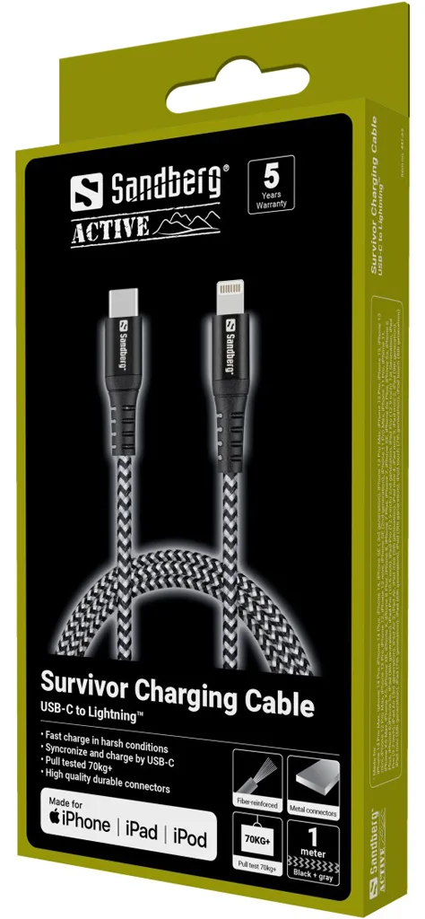 SANDBERG Survivor - Lightning-Kabel - Lightning männlich zu 24 pin USB-C männlich, Ansicht 2