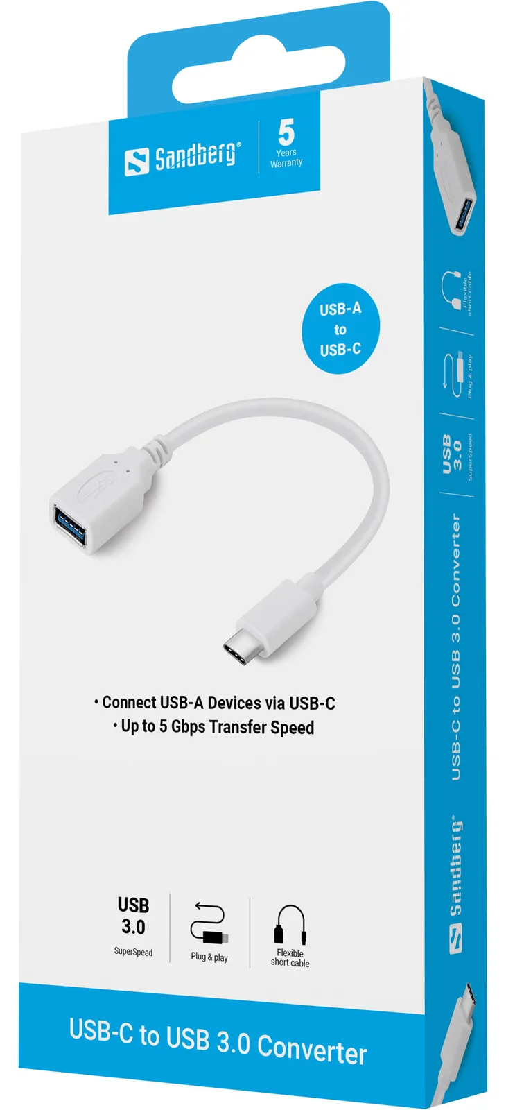 SANDBERG USB-Adapter - USB Typ A (W) bis USB-C (M), Ansicht 2