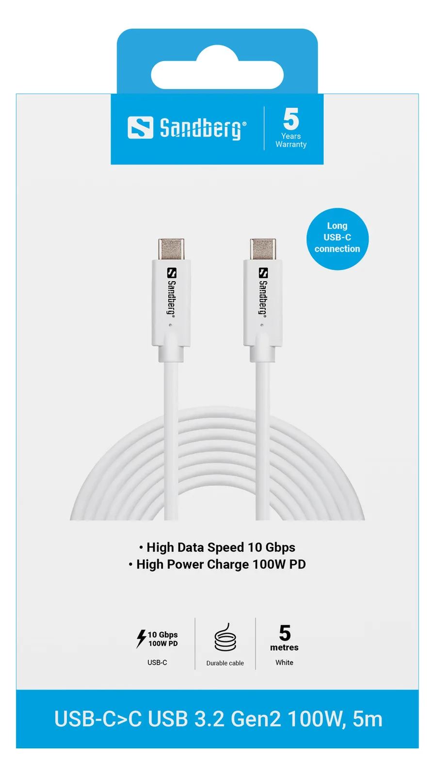 SANDBERG USB-C to C USB 3.2 Gen2 100W - Kabel - Digital/Daten, Ansicht 3