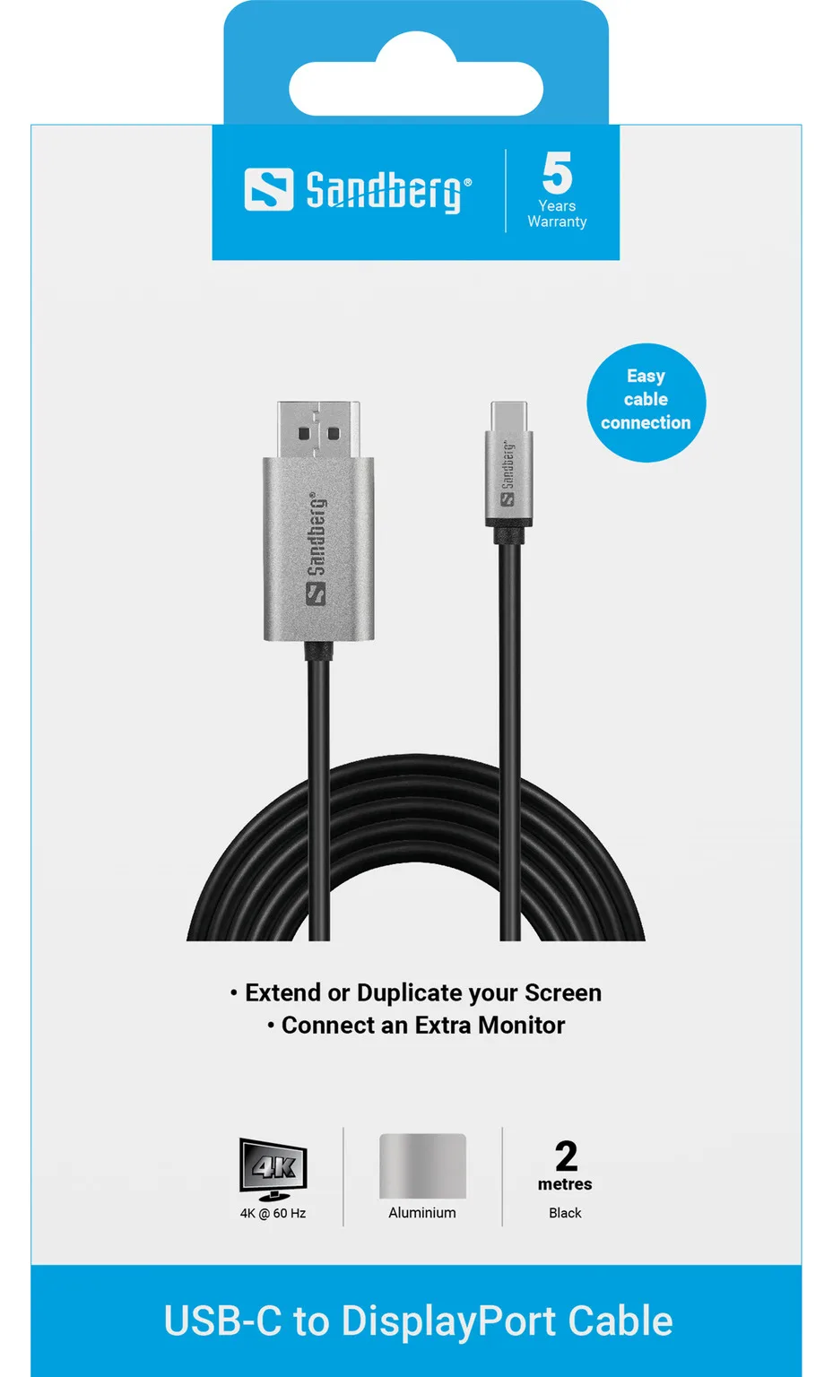 SANDBERG USB-C to DisplayPort Cable 2M, Ansicht 4