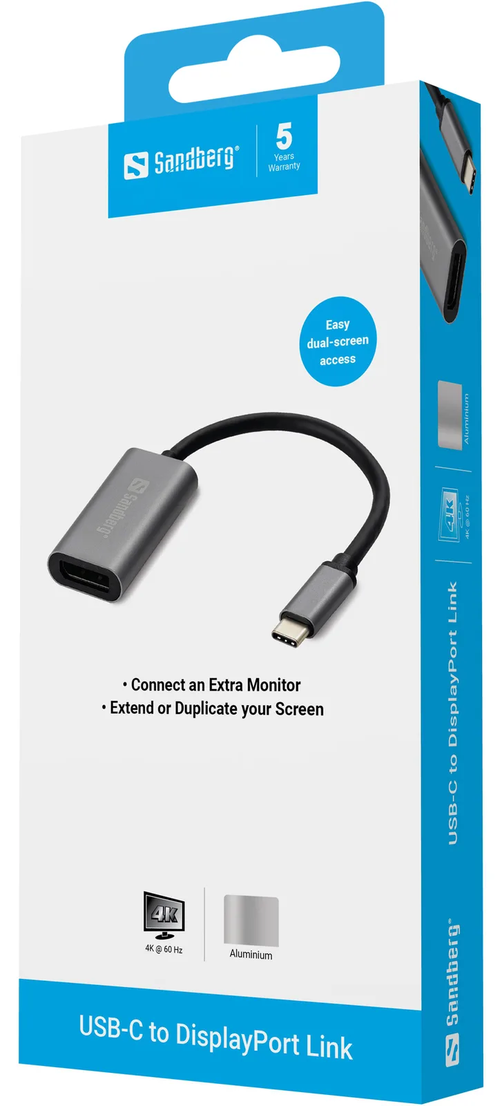 SANDBERG USB-C to DisplayPort Link - Externer Videoadapter, Ansicht 2