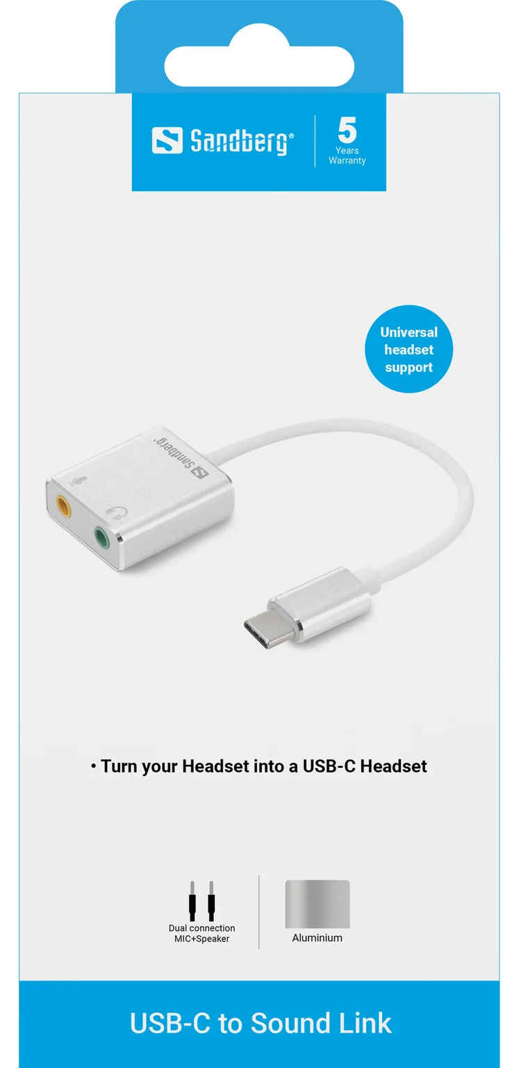 SANDBERG USB-C to Sound Link - Soundkarte - Stereo, Ansicht 3