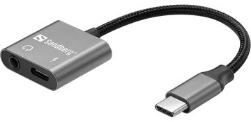 SANDBERG USB-C zu Kopfhöreranschluss / Ladeadapter - 24 pin USB-C männlich zu 24 pin USB-C, Mini-Stecker weiblich - 65 W von LumaTech