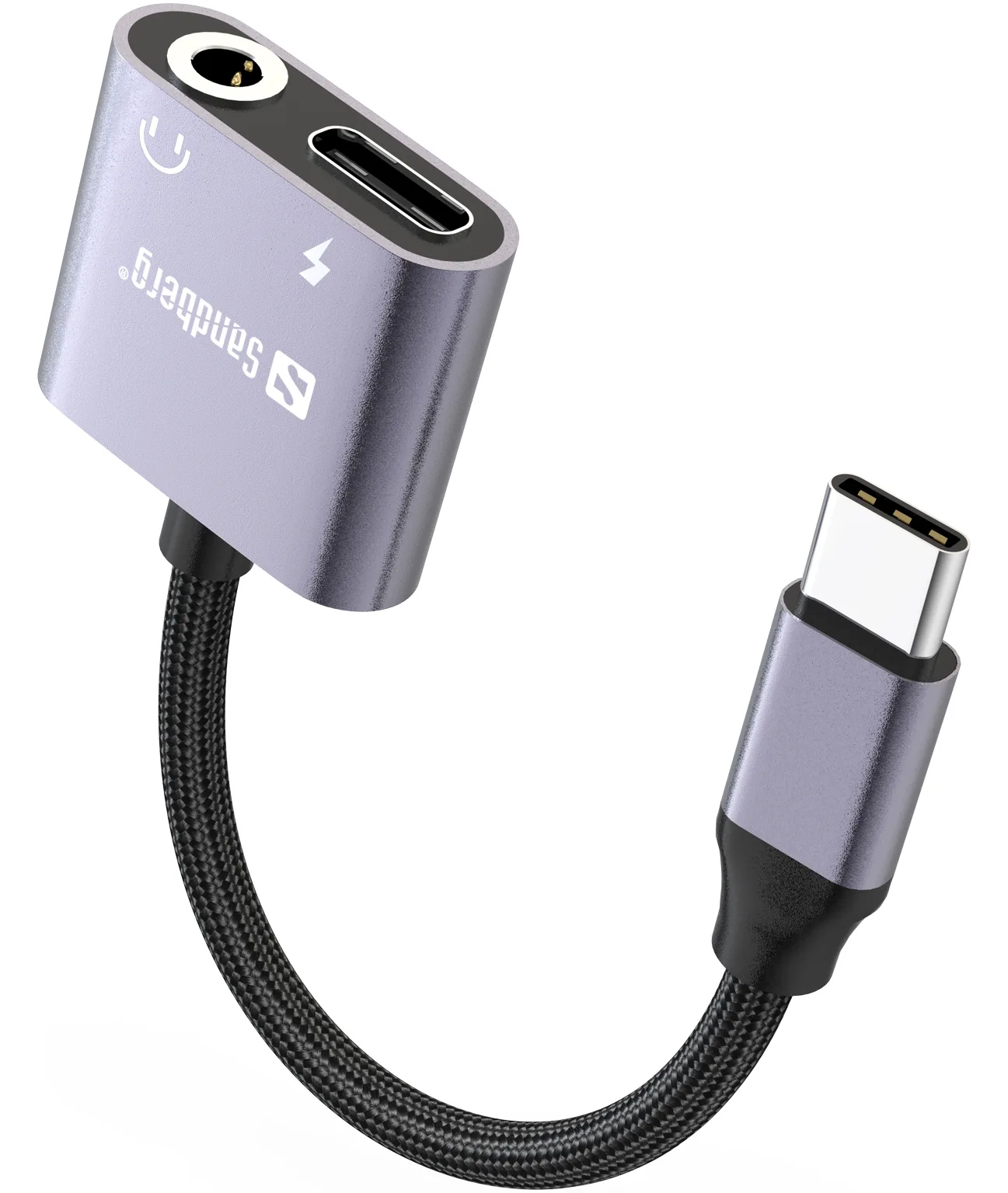 SANDBERG USB-C zu Kopfhöreranschluss / Ladeadapter - 24 pin USB-C männlich zu 24 pin USB-C, Mini-Stecker weiblich - 65 W, Ansicht 3