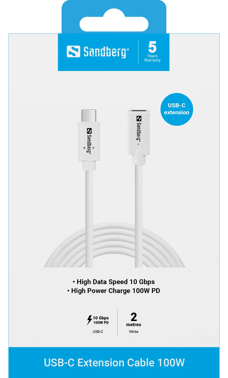 SANDBERG USB-Kabel - 24 pin USB-C (M) zu 24 pin USB-C (W), Ansicht 3