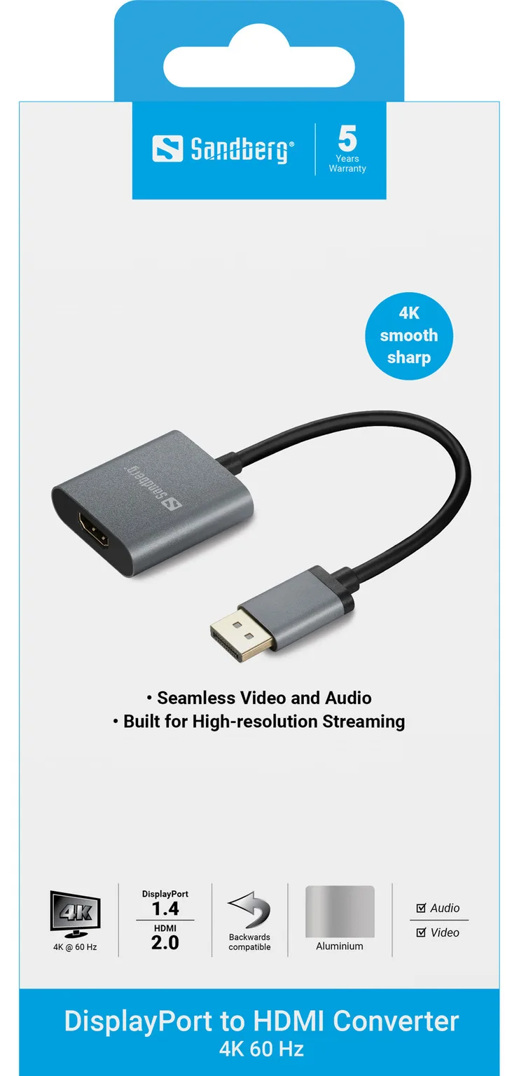 SANDBERG Videoadapter - DisplayPort männlich zu HDMI weiblich, Ansicht 3