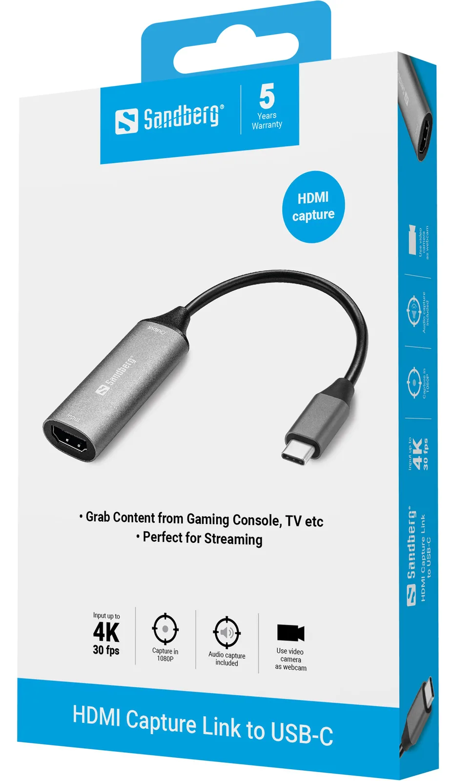 SANDBERG Videoadapter - HDMI weiblich zu 24 pin USB-C männlich, Ansicht 2