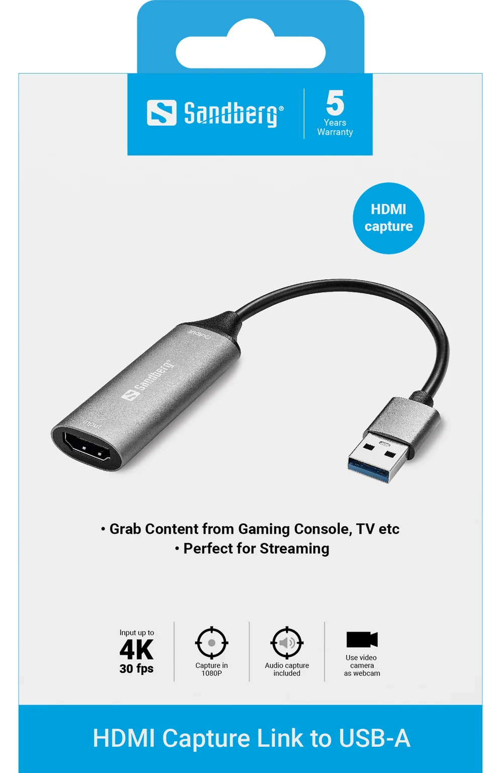 SANDBERG Videoadapter - HDMI weiblich zu USB männlich, Ansicht 3