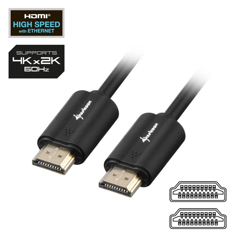 Sharkoon HDMI-Kabel mit Ethernet - HDMI männlich zu HDMI männlich, Ansicht 2