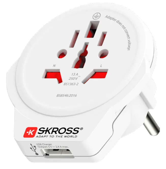 SKROSS 1.500266 - Typ F - Universal - Typ L (IT) - Typ B - Typ I (AU) - Typ C - Typ J (CH) - Typ N (BR) - Typ G (VK), Ansicht 3