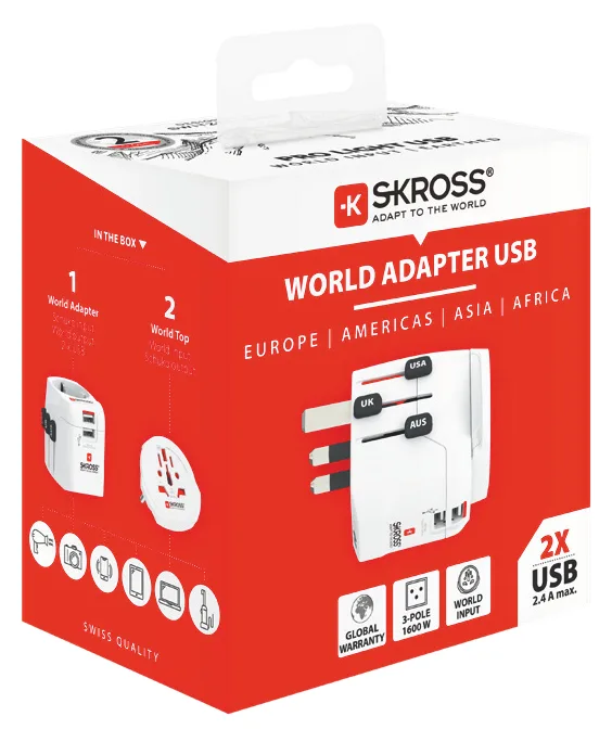 SKROSS Weltreiseadapter Pro Light USB 2 x A - Adapter - Digital/Daten, Ansicht 3
