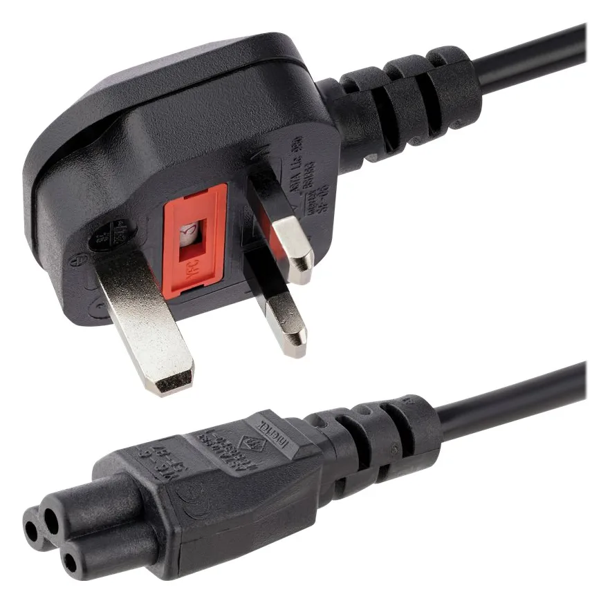 StarTech.com 1m Standard Laptop Stromklabel für UK - BS-1363 auf IEC320 C5 Kleeblatt / Mickey Mouse Netzkabel, Ansicht 4