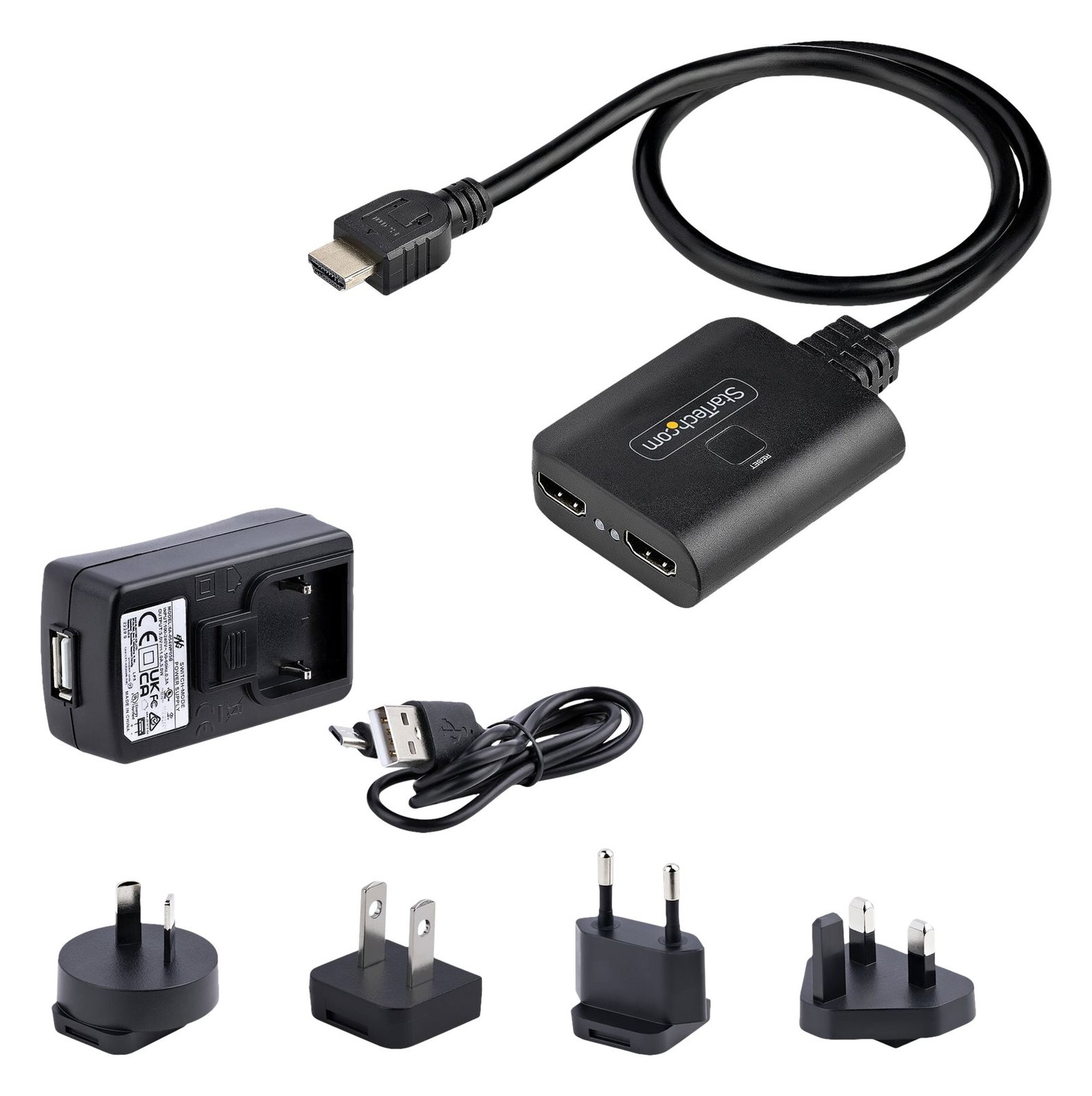 StarTech.com 2-Port HDMI Splitter, 4K 60Hz HDMI 2.0 Video, 4K HDMI Splitter 1 In 2 Out, 1x2 HDMI Display/Output
