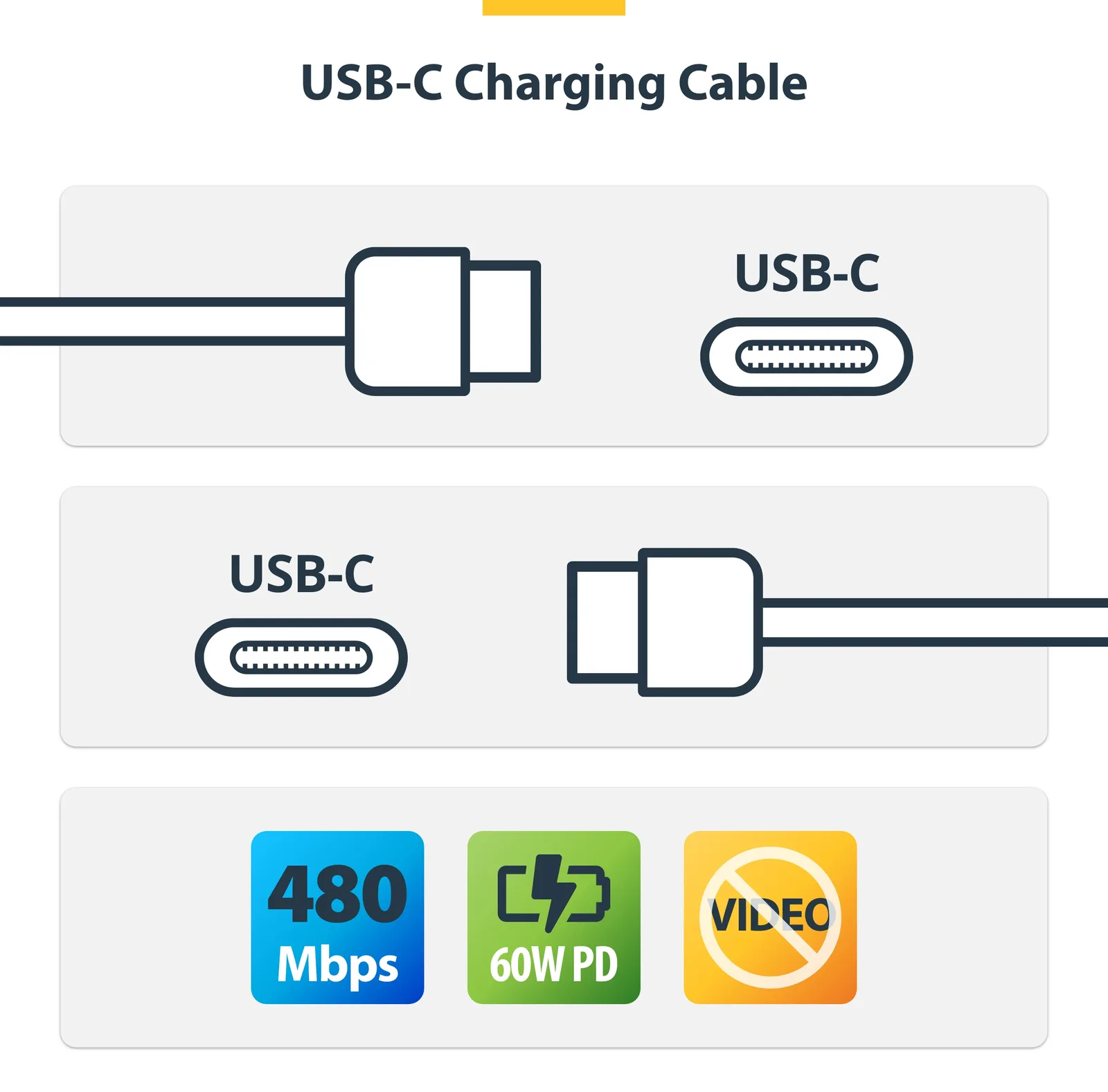 StarTech.com 3.3ft (1m) USB-C Charging Cable, Charge & Sync, 60W (3A), Ansicht 2