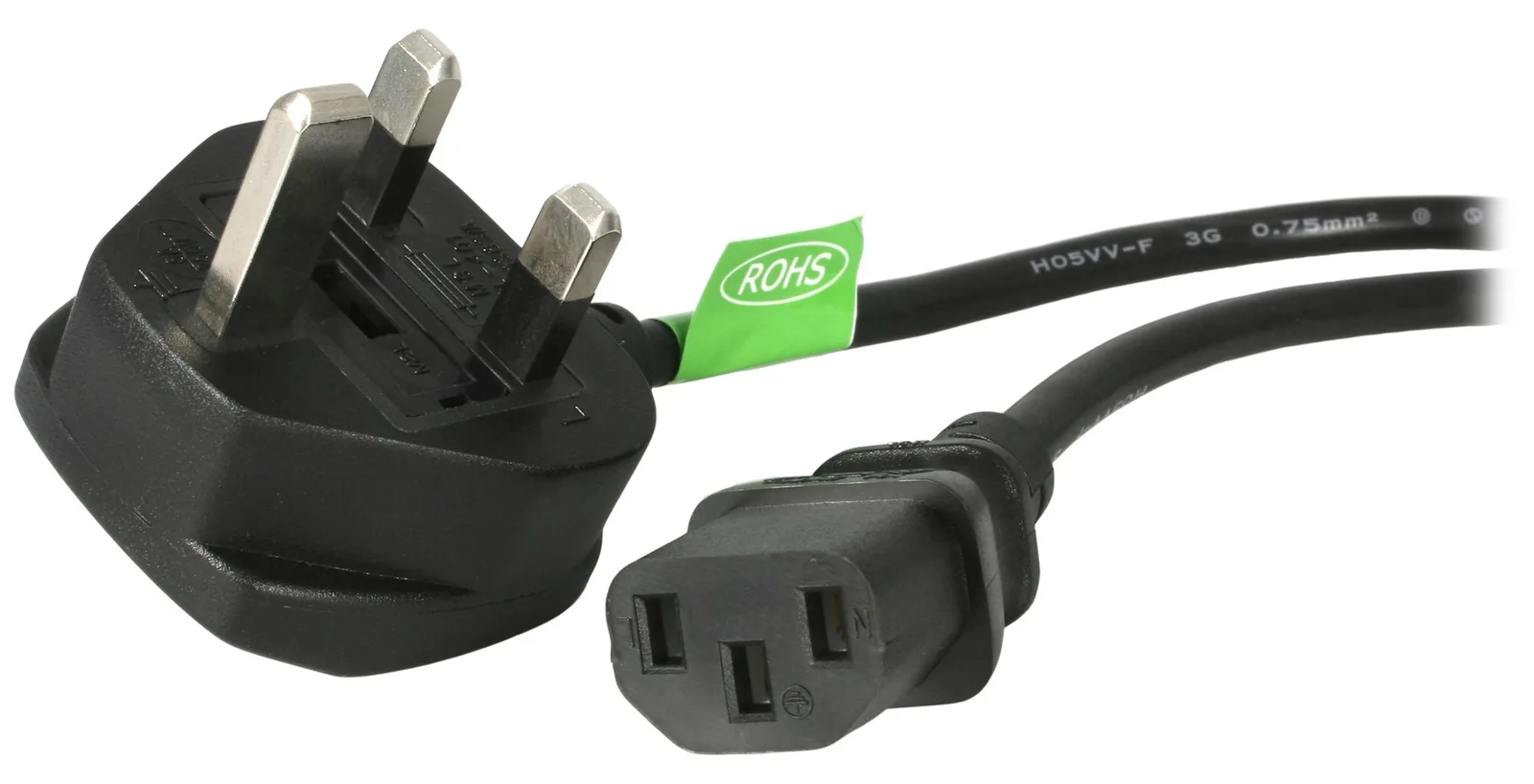 StarTech.com 3ft (1m) UK Computer Power Cable, BS 1363 to C13 Power Cord, 18AWG, 10A 250V, Black Replacement AC Power, Ansicht 2