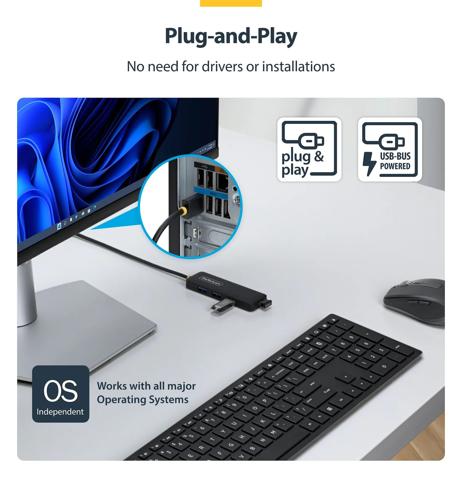 StarTech.com Hub - 4 x USB 3.2 Gen 1 - Desktop, Ansicht 4