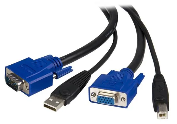 StarTech.com KVM Kabel USB VGA für KVM Switch 1,8m - Kabelsatz für KVM Umschalter 2x USB A/B Stecker 2x VGA Stecker, Ansicht 2
