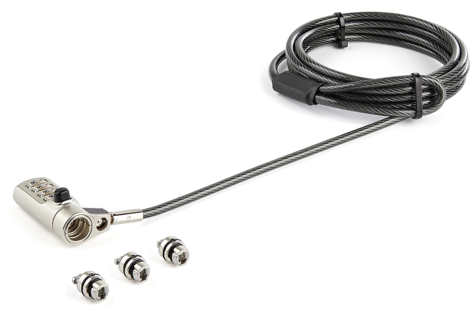 StarTech.com Laptopschloss mit 2m Kabel (Für K-Slot, Nano, Wedge Slot, Stahlkabel, 4-stelliges Kombinationsschloss