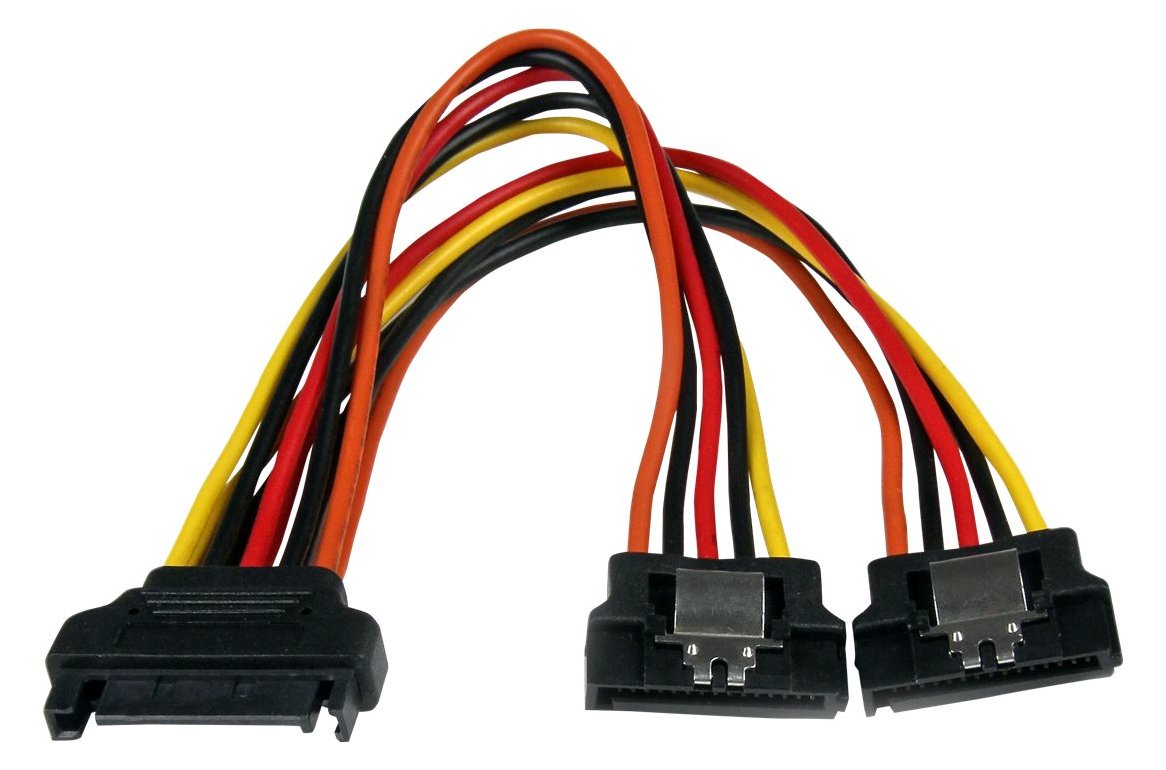 StarTech.com SATA Y-Strom-Adapterkabel mit Verriegelungs Clip 15cm - S-ATA Y Splitter Stromkabel St/Bu - Serial ATA