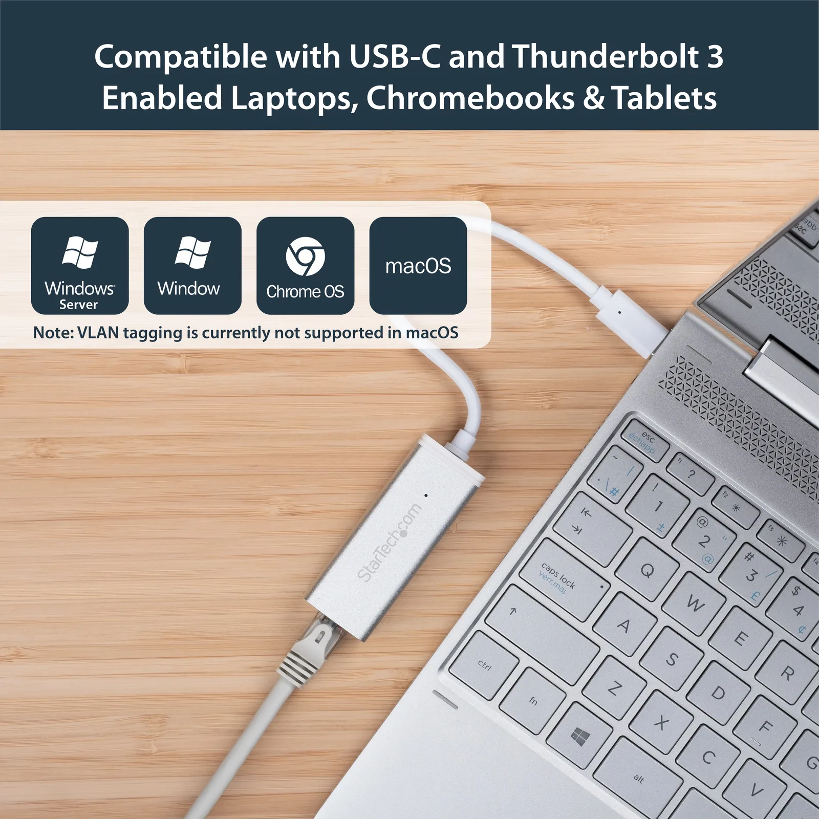 StarTech.com USB-C to Gigabit Ethernet Adapter - Aluminum - Thunderbolt 3 Port Compatible, Ansicht 2