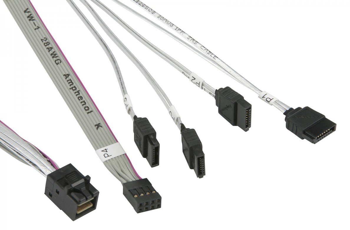 Supermicro Internes SAS-Kabel - mit Sidebands - Überkreuzung - 4x Mini SAS HD (SFF-8643)