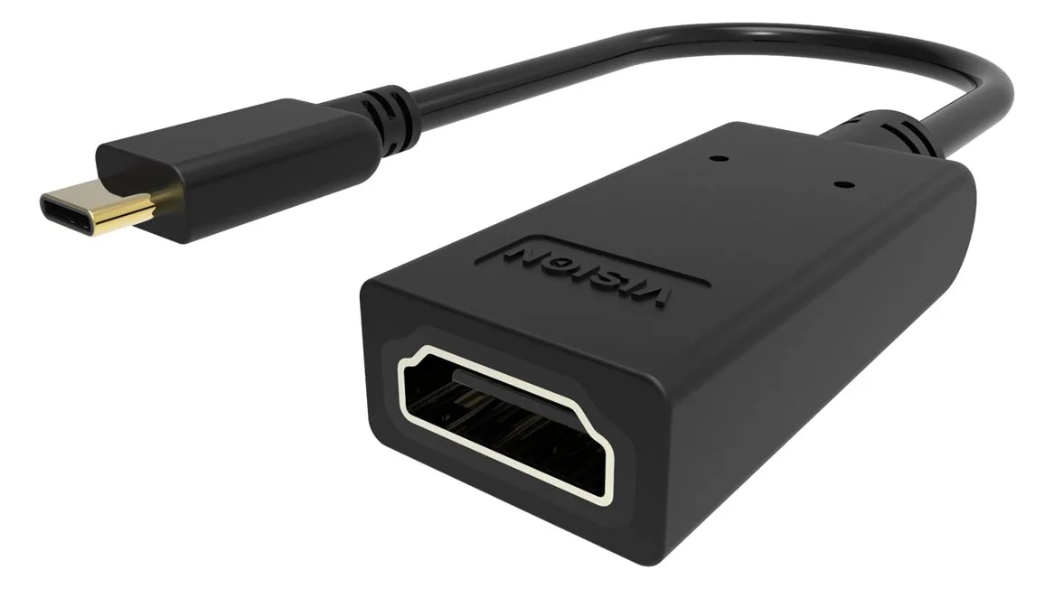 TECH DATA VISION - Videoadapter - 24 pin USB-C männlich zu HDMI weiblich - Schwarz - unterstützt 4K 60 Hz (3840 x 2160), Ansicht 4
